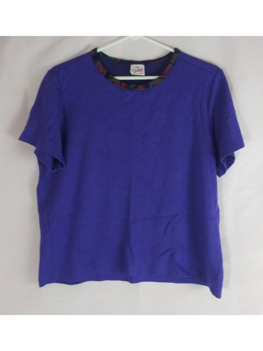 Vintage Graff Californiawear Purple Top With Colorful Trim Size Large